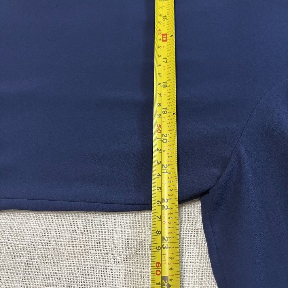 J Crew Navy Sheer Ruffle Blouse Women 12 Gold Button Long Sleeve Preppy Romantic - Picture 12 of 14